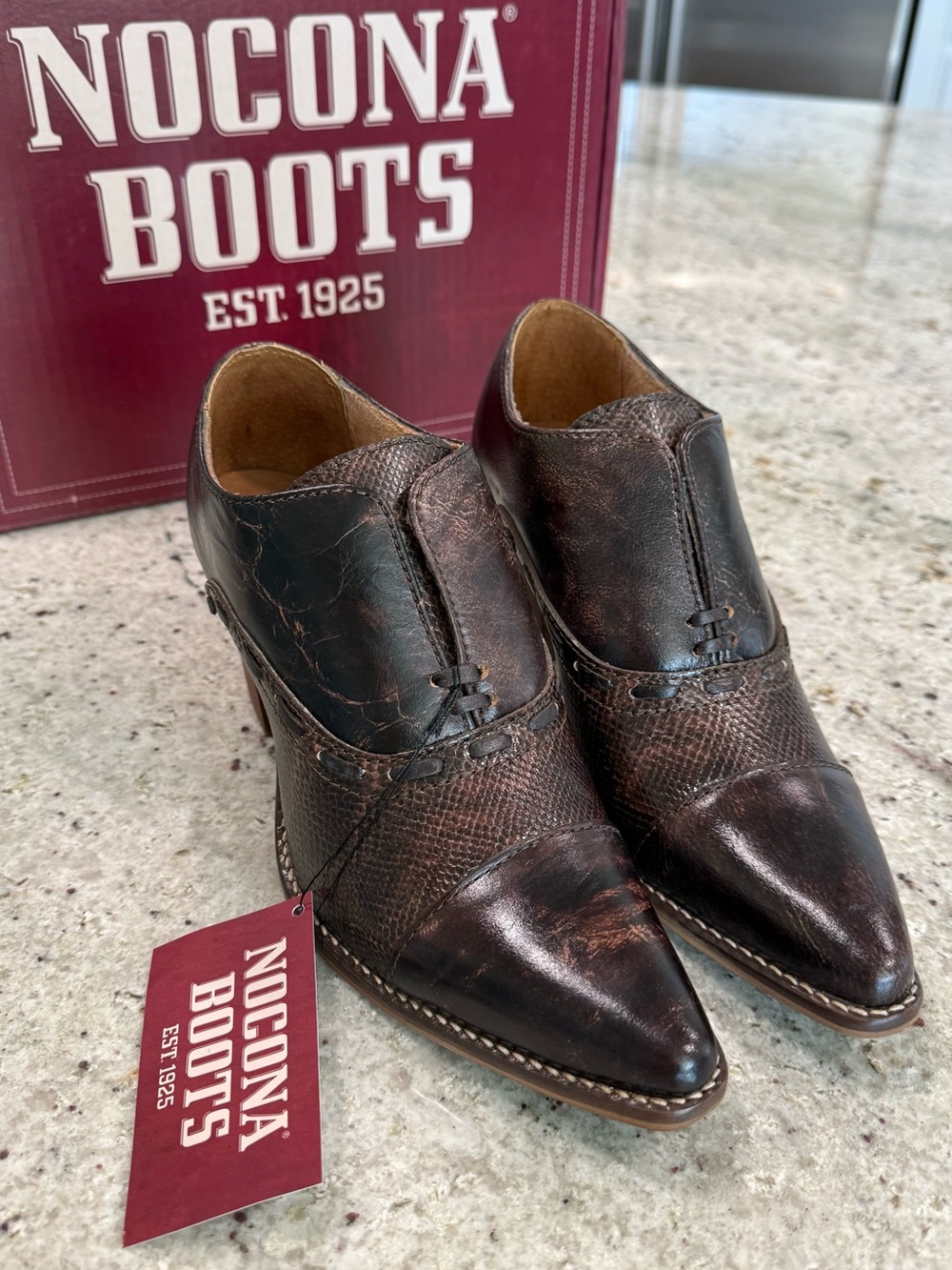 Nocona Women’s Western Brown Heeled Cowboy Boots Booties NWT